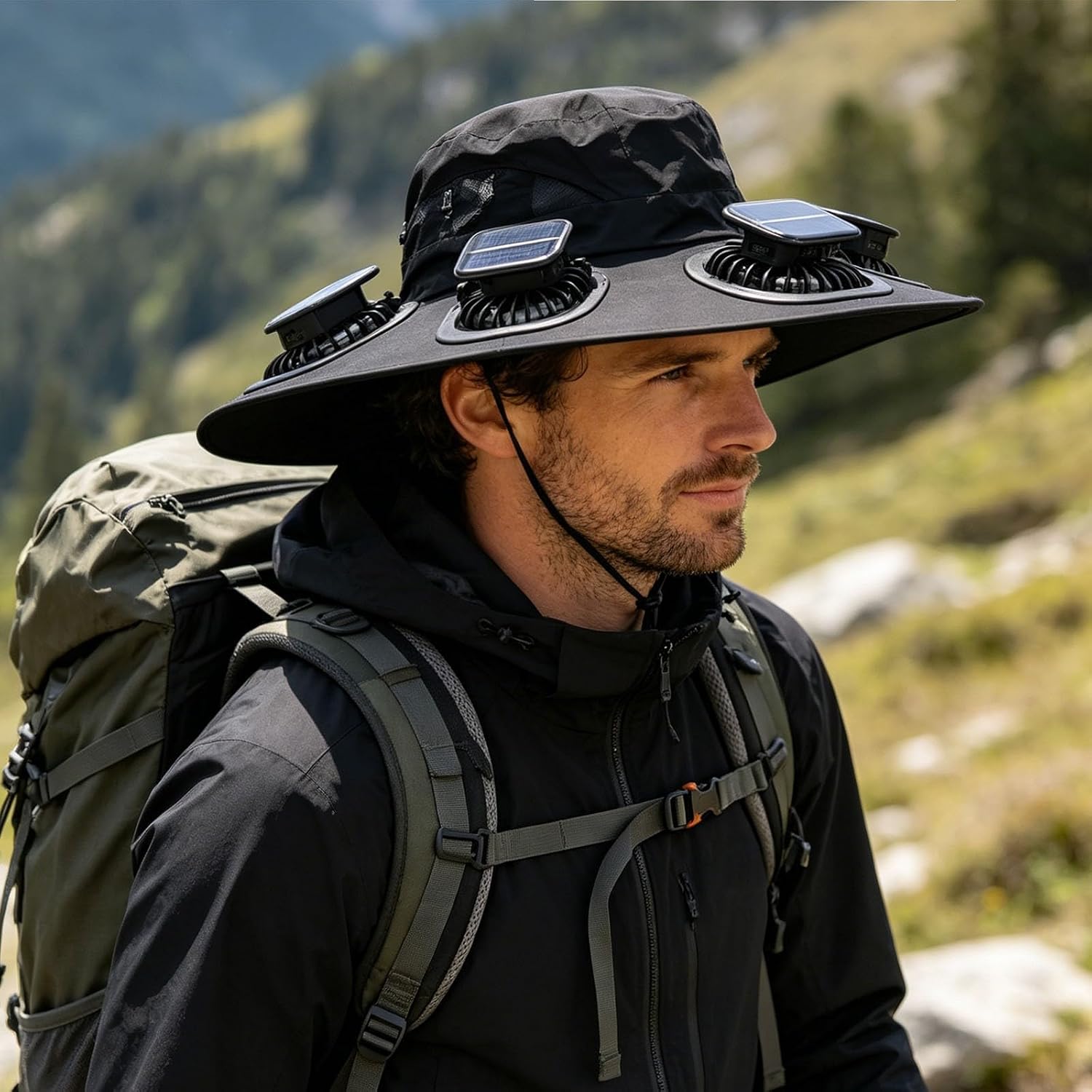 Sun Hat Wide Brim - Czapka z daszkiem z 6 wentylatorami