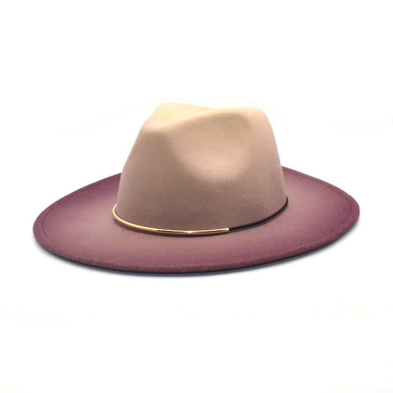 Fedora Hat Wool - Gradient duże rondo wełna Vintage filcowa