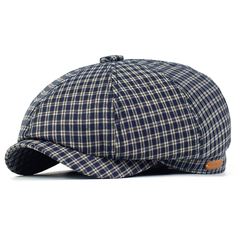 Dad Hat Cotton - Wiosna Lato Plaid Newsboy Cap Peaky