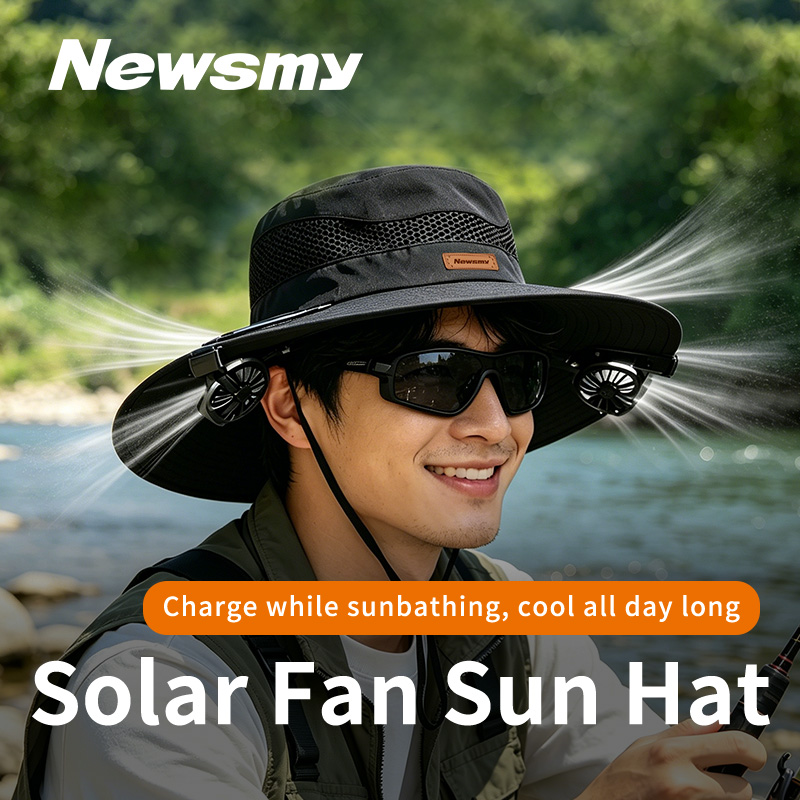 Sun Hat Wide Brim - NEWSMY Kapelusz przeciwsłoneczny z wentylatorami zasilanymi