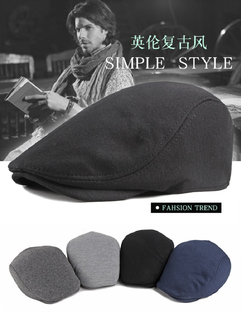 Dad Hat Cotton - Męska mieszanka wełny gazeciarz płaska czapka